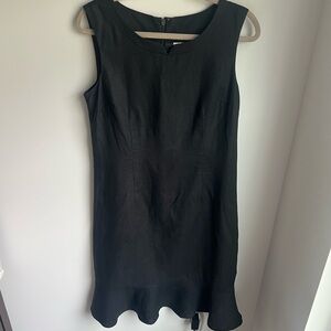 Kim Rogers Black Linen Ruffled Sheath Mini Dress - Size 8
